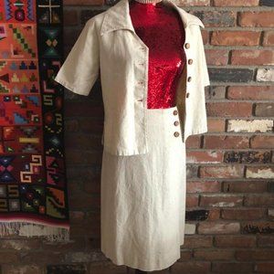 HEMP COUTURE Separates. 2 PIECE SUIT. SKIRT & TOP WITH WOODEN BUTTONS. M